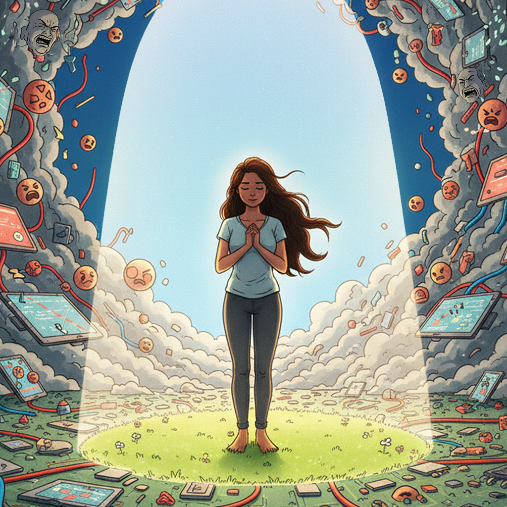 Illustration of a woman choosing peace over chaos